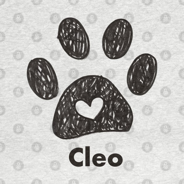 Cleo name made of hand drawn paw prints by GULSENGUNEL